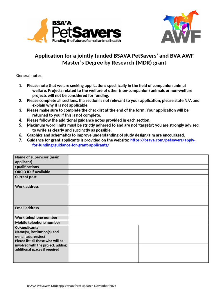 MDR AWF Application Form Revised-July-2025 FV | PDF | Sampling ...