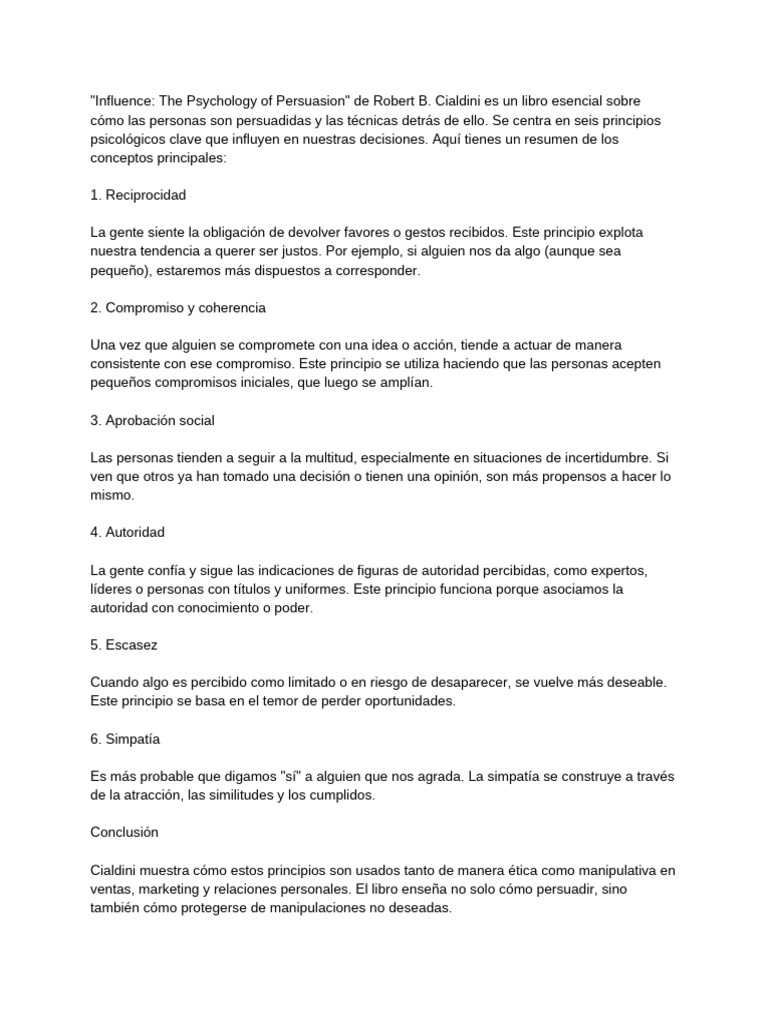 Influence: psicología de la persuasión | PDF