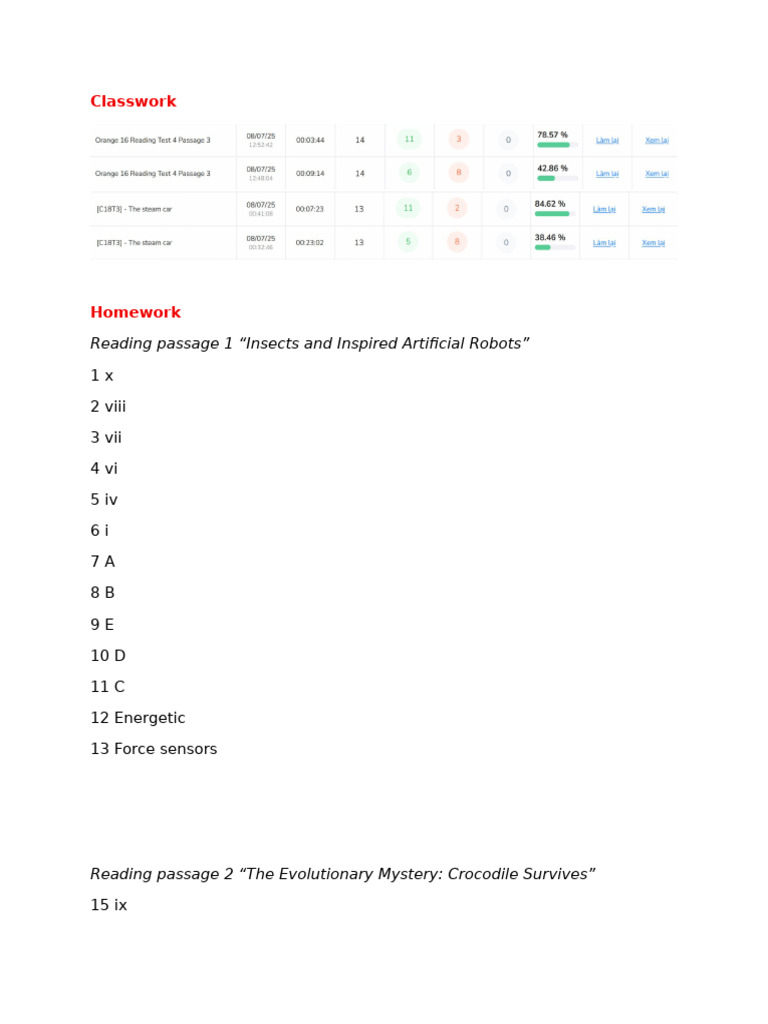 Homework Lesson 5 - Reading (1 - 7) | PDF