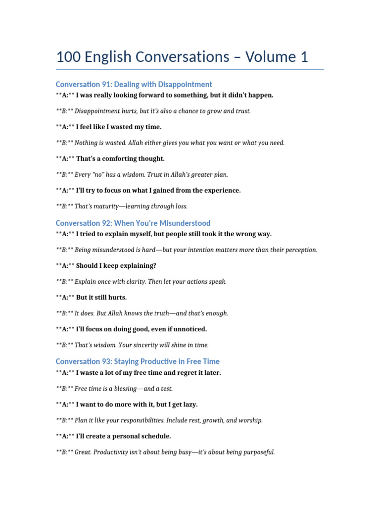 100 English Conversations for Growth | PDF