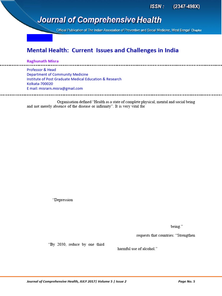 Mental Health Challenges in India | PDF | Mental Disorder | Mental Health