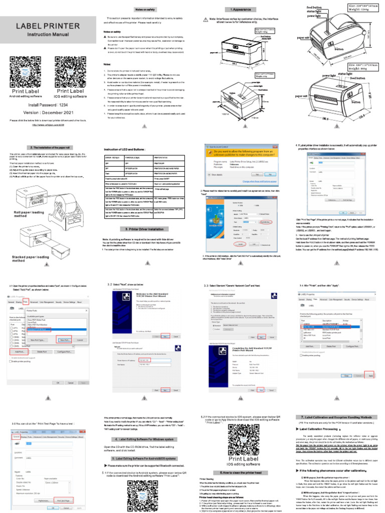 Label Printer Instruction Manual 202112 | PDF
