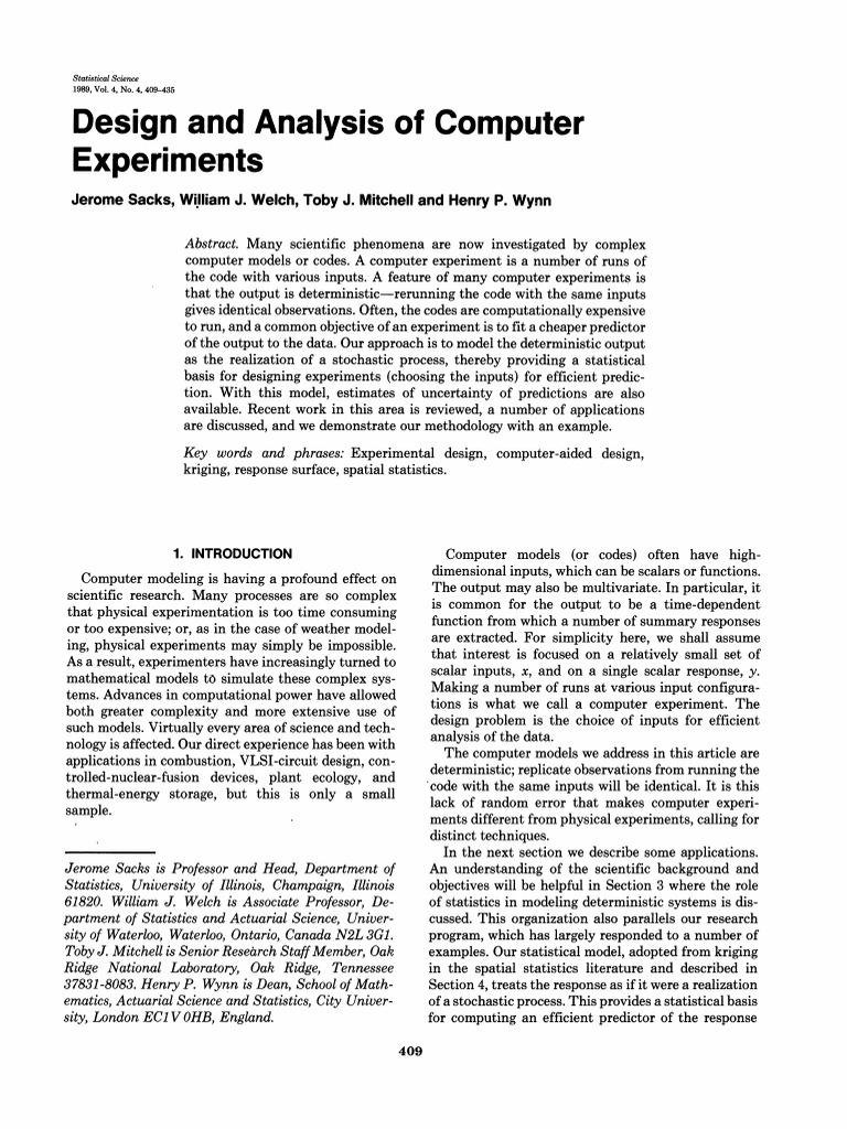 Design Computer Experiements | PDF