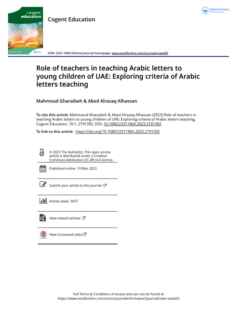 Teaching Arabic Letters to UAE Children | PDF | Literacy | Dyslexia