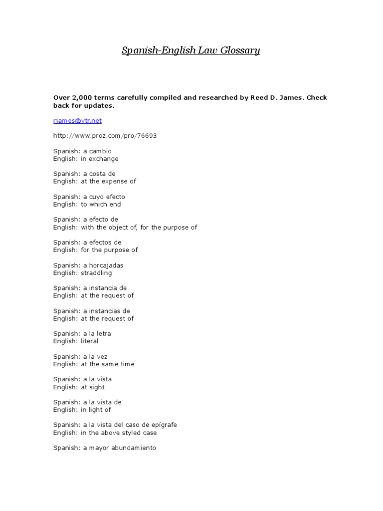 SpanishEnglish Law Glossary Lawsuit Spain