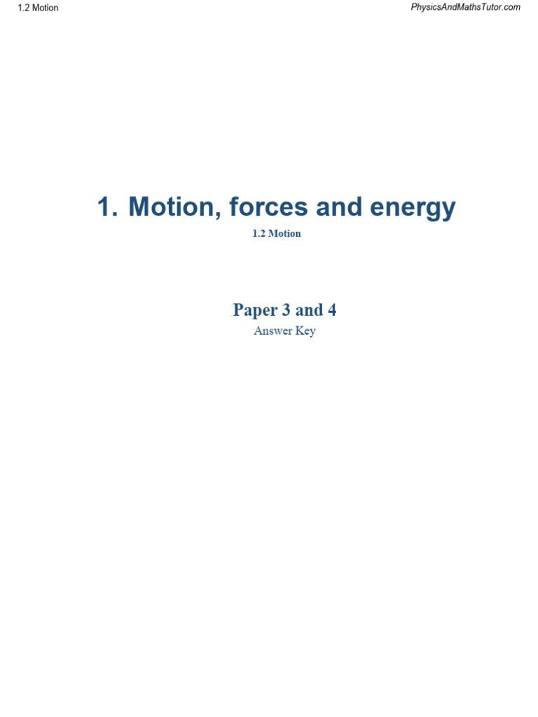 Motion Physics Answer Key Guide | PDF