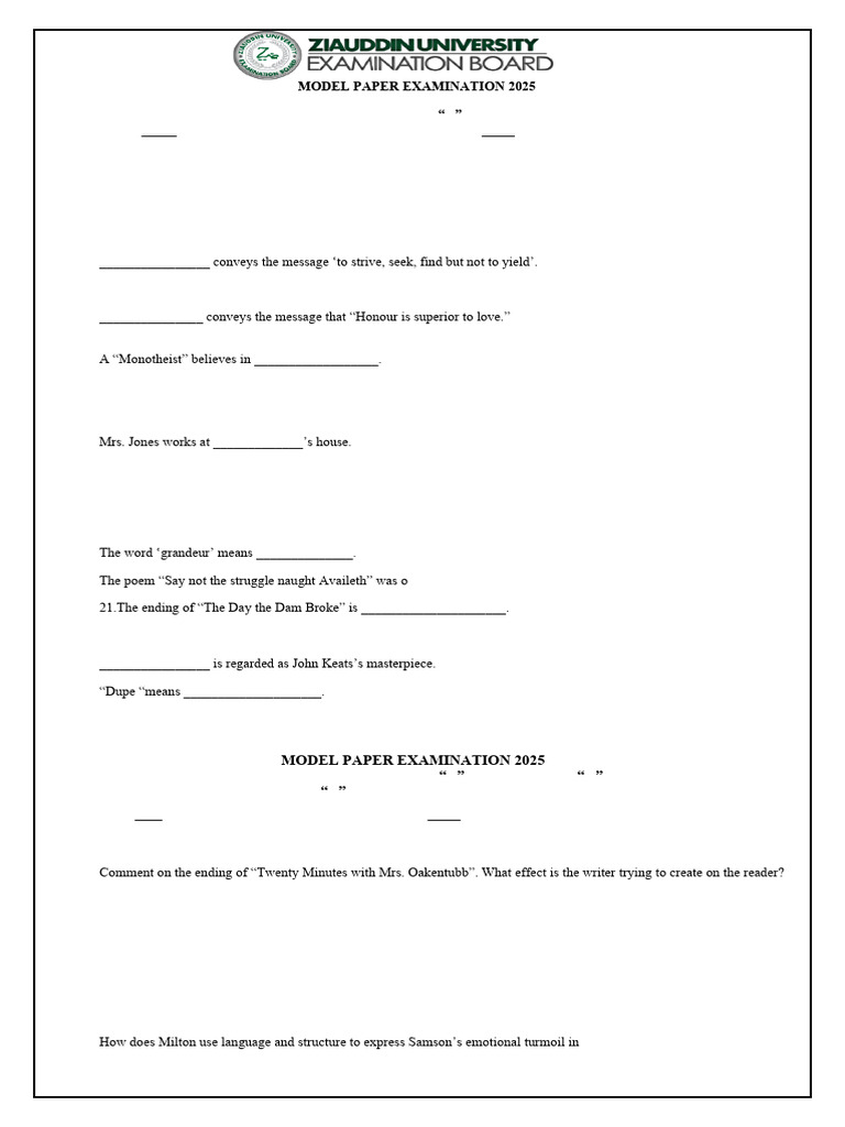 Grade XII English Model Paper | PDF