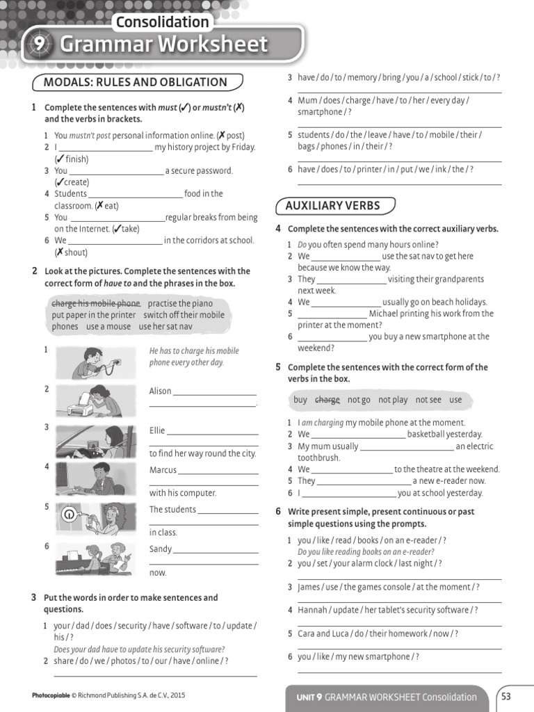 Grammar Worksheet Consolidation Unit 9 7th | PDF | Linguistic Typology ...