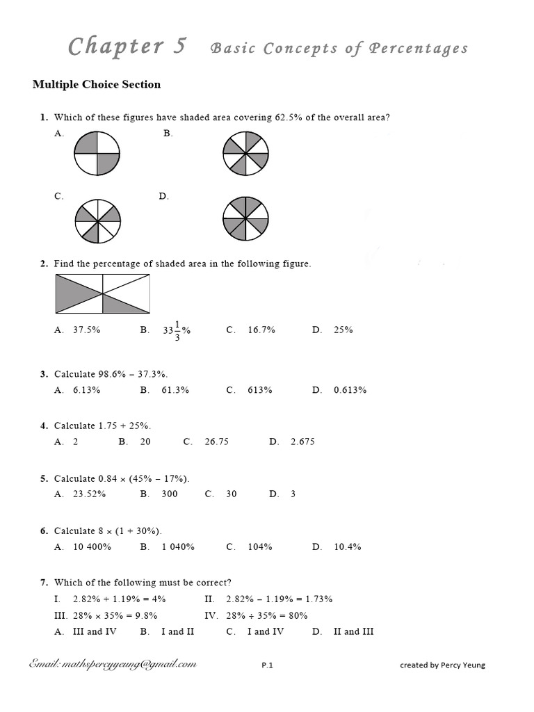 s1 Ch5 Basic Concepts of Percentages Q | PDF | Coupon | Prices