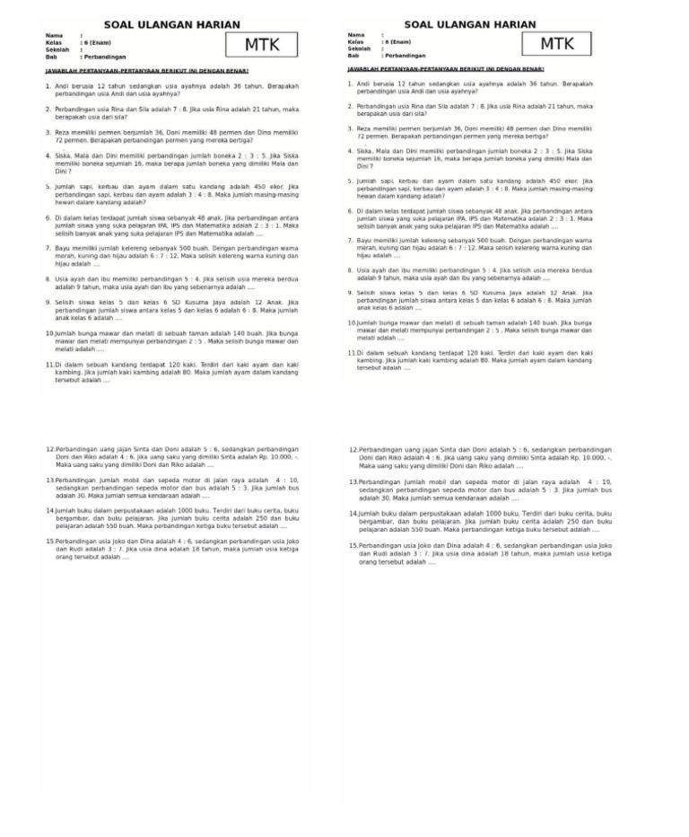 Soal Ulangan Rasio | PDF
