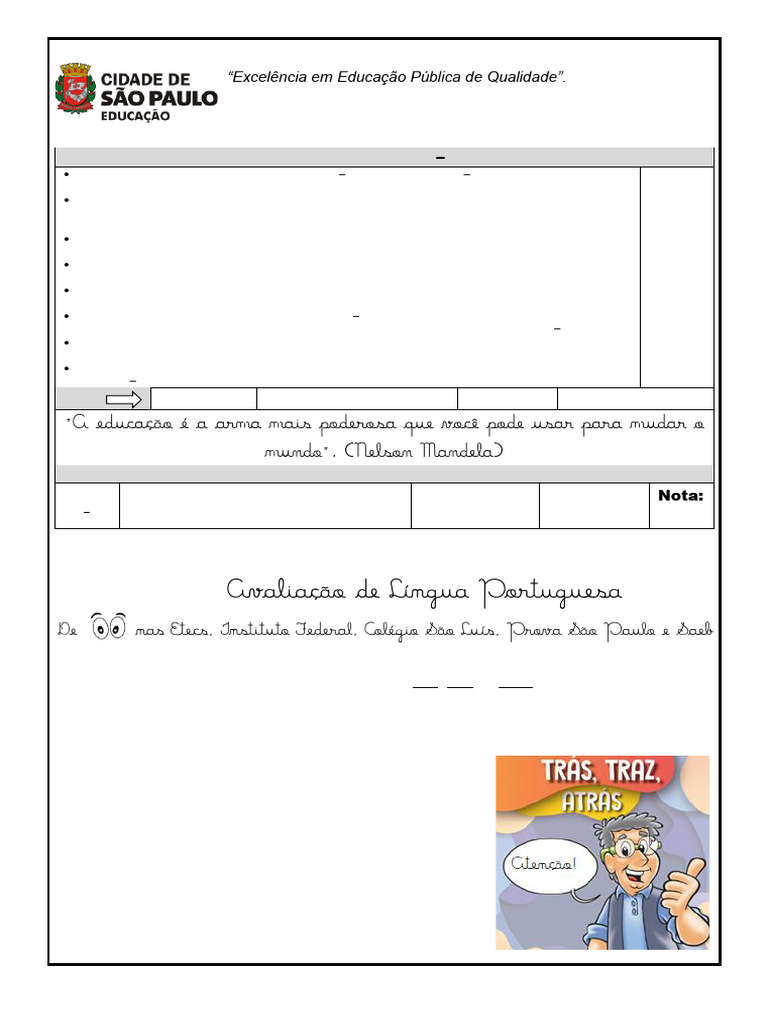 Avaliação de Língua Portuguesa 1º Bimestre | PDF | Medusa | Atena