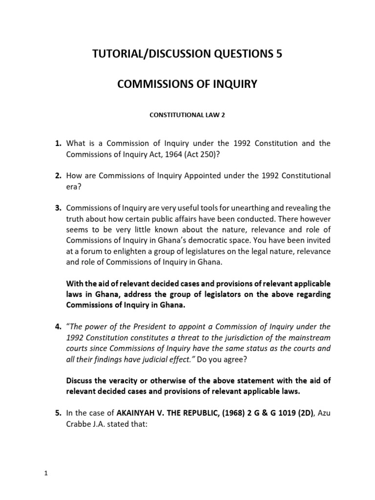 Tutorial 5 (Commissions of Inquiry) 2025 RNO | PDF | Governance ...
