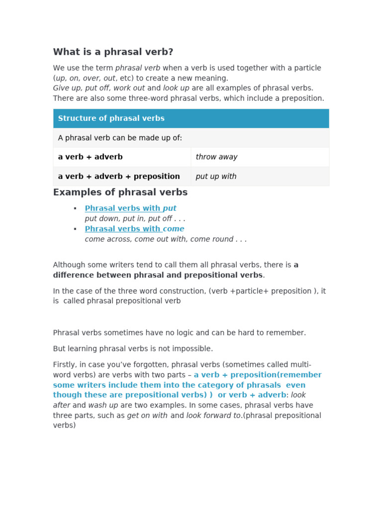 Understanding Phrasal Verbs Explained | PDF | Verb | Object (Grammar)
