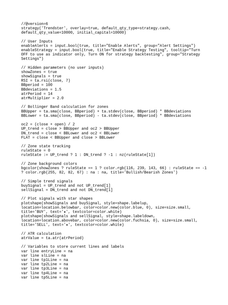 Trendster Trading Strategy Script | PDF | Computer Programming | Computing