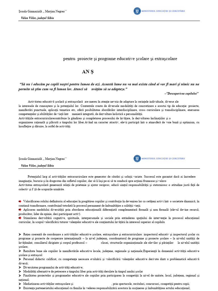 Plan Managerial Consilier Educativ | PDF