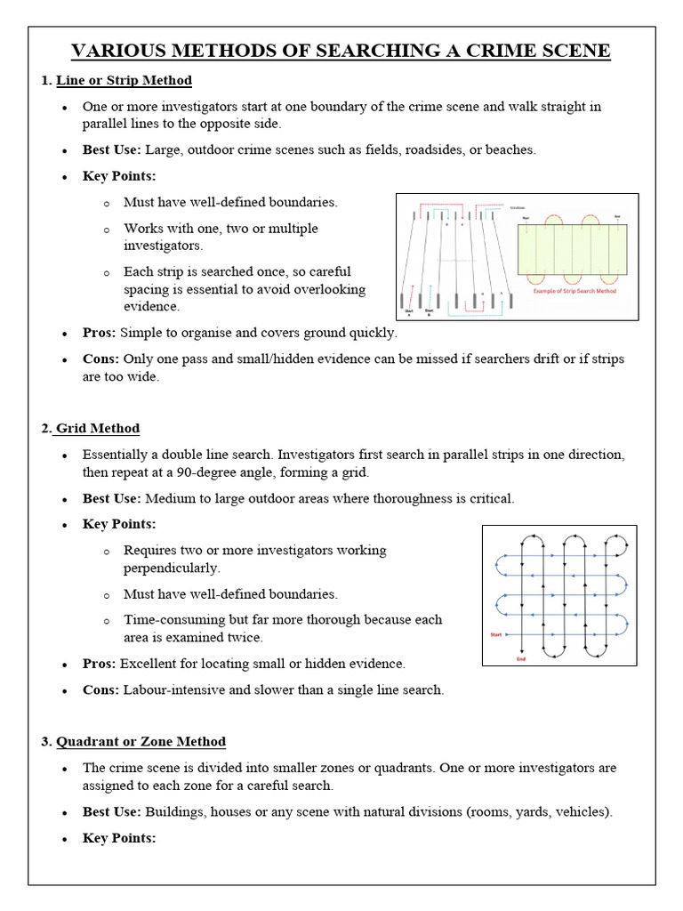 Crime Scene Search Methods Overview | PDF | Crime Scene