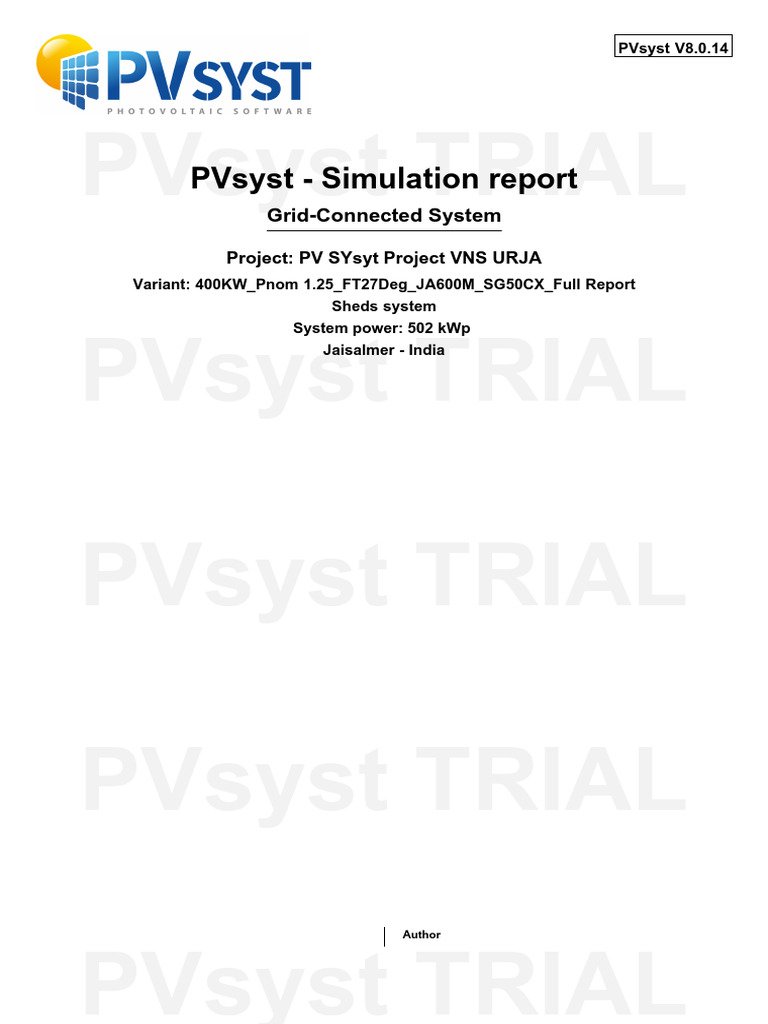 PVsyst V8.0.14 Simulation Report | PDF | Photovoltaic System | Net ...