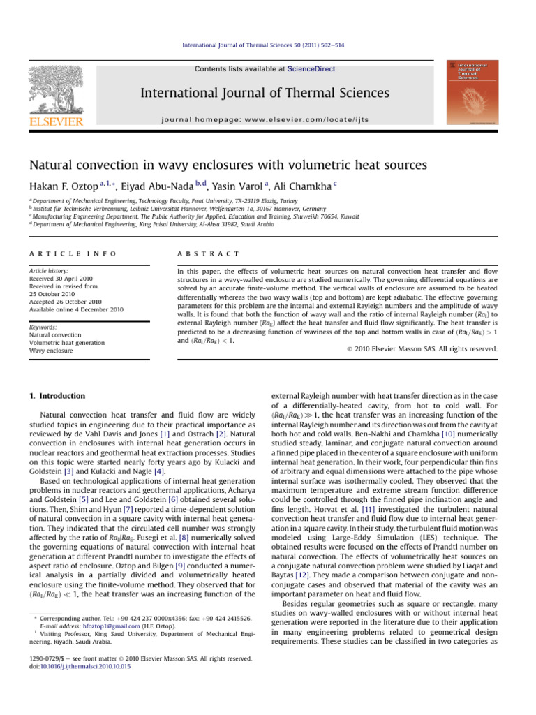 Natural Convection in Wavy Enclosures | PDF | Heat | Convection
