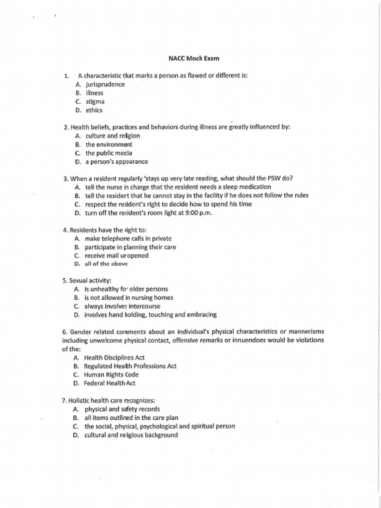 Nacc Mock Exam | PDF