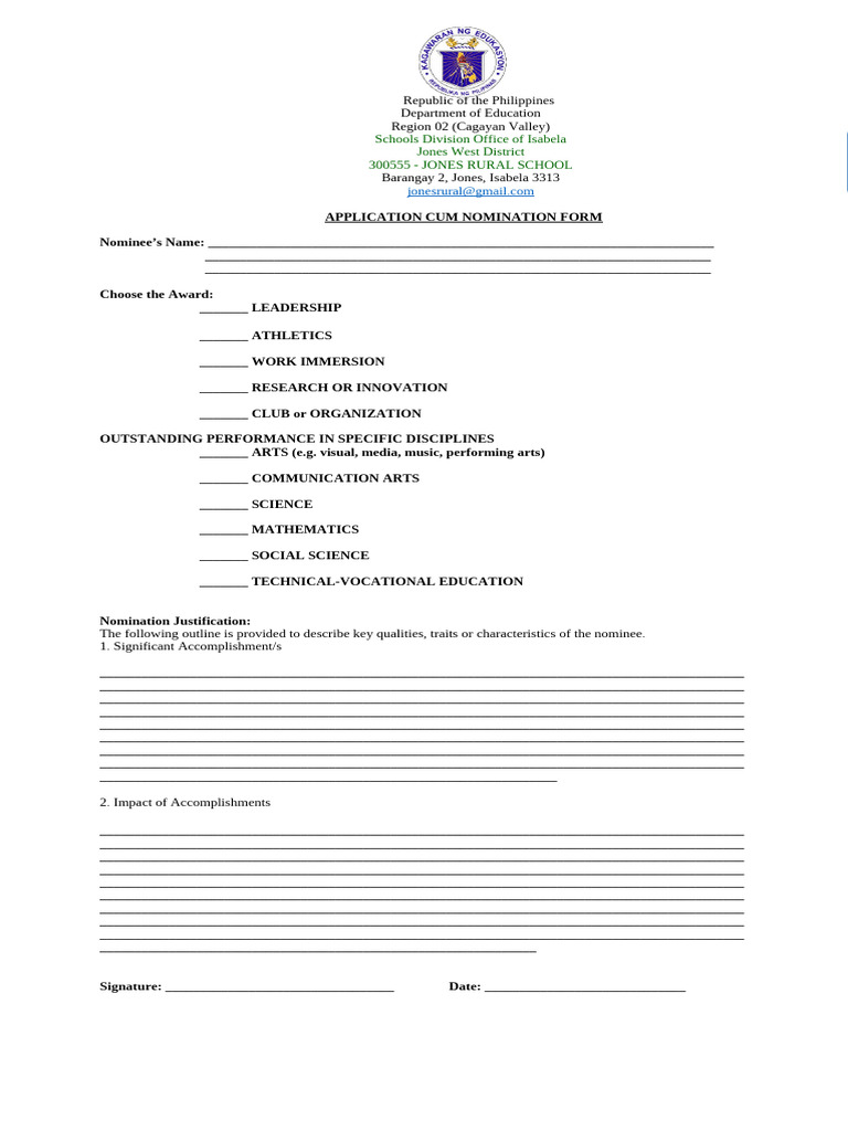 Nomination Form for Outstanding Awards | PDF | Psychology | Science