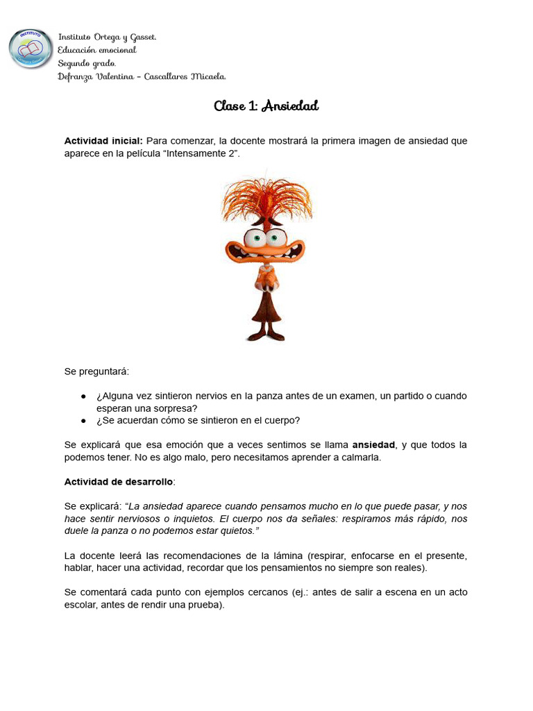 Educación Emocional en Segundo Grado | PDF | Las emociones | Ansiedad