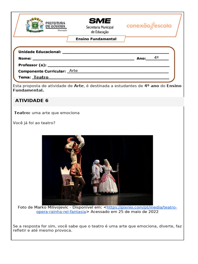 Atividades de Teatro para 4º Ano | PDF | Emoções | Teatro
