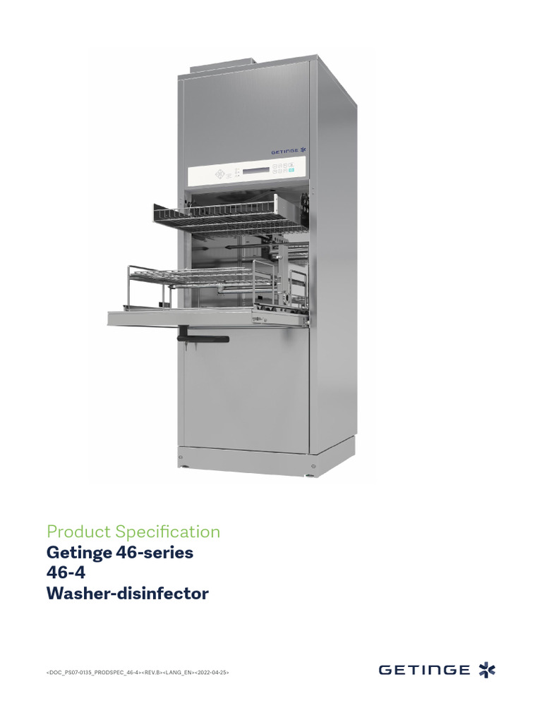 Getinge 46-4 Washer-Disinfector Specs | PDF | Water | Clothes Dryer