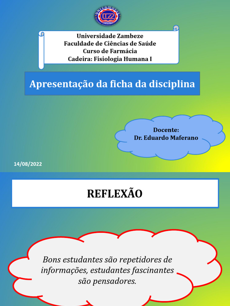 Ficha da Disciplina: Fisiologia Humana I | PDF | Aprendizado
