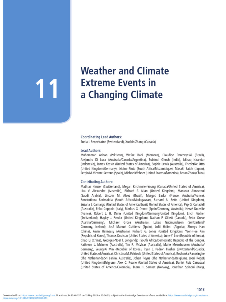 Weather and Climate Extreme Events in A Changing Climate | PDF