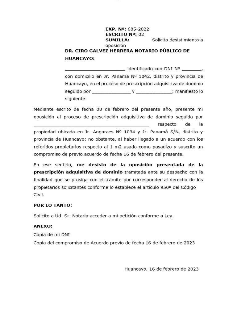 Solicito Desistimiento | PDF