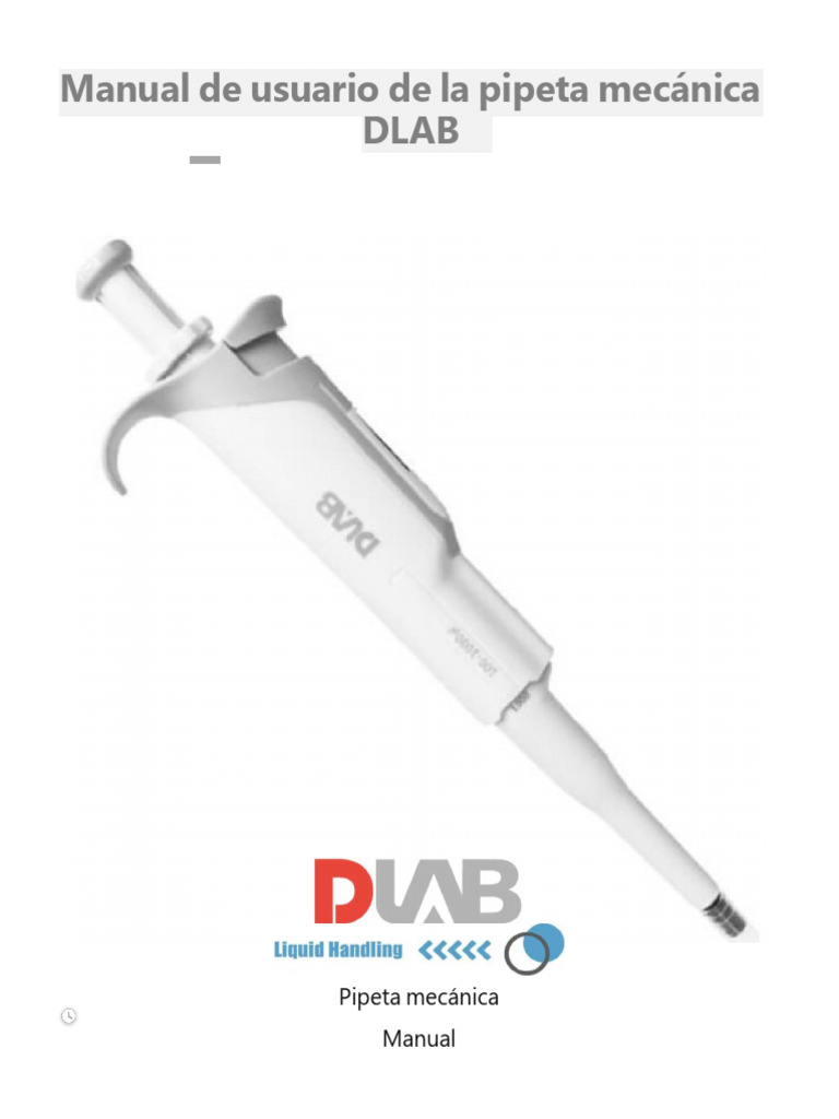 Instrucciones de uso de pipeta DLAB | PDF | Líquidos