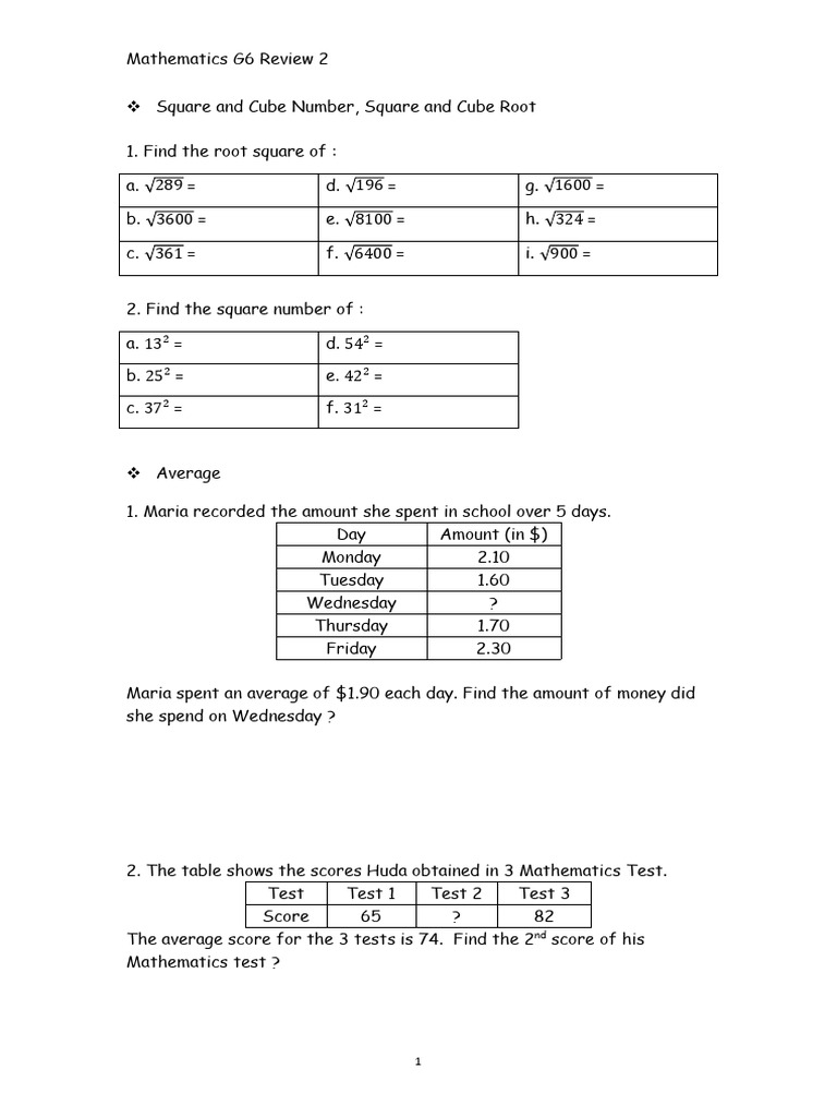 Math G6 Review 2 Moira PDF | PDF | Area | Length