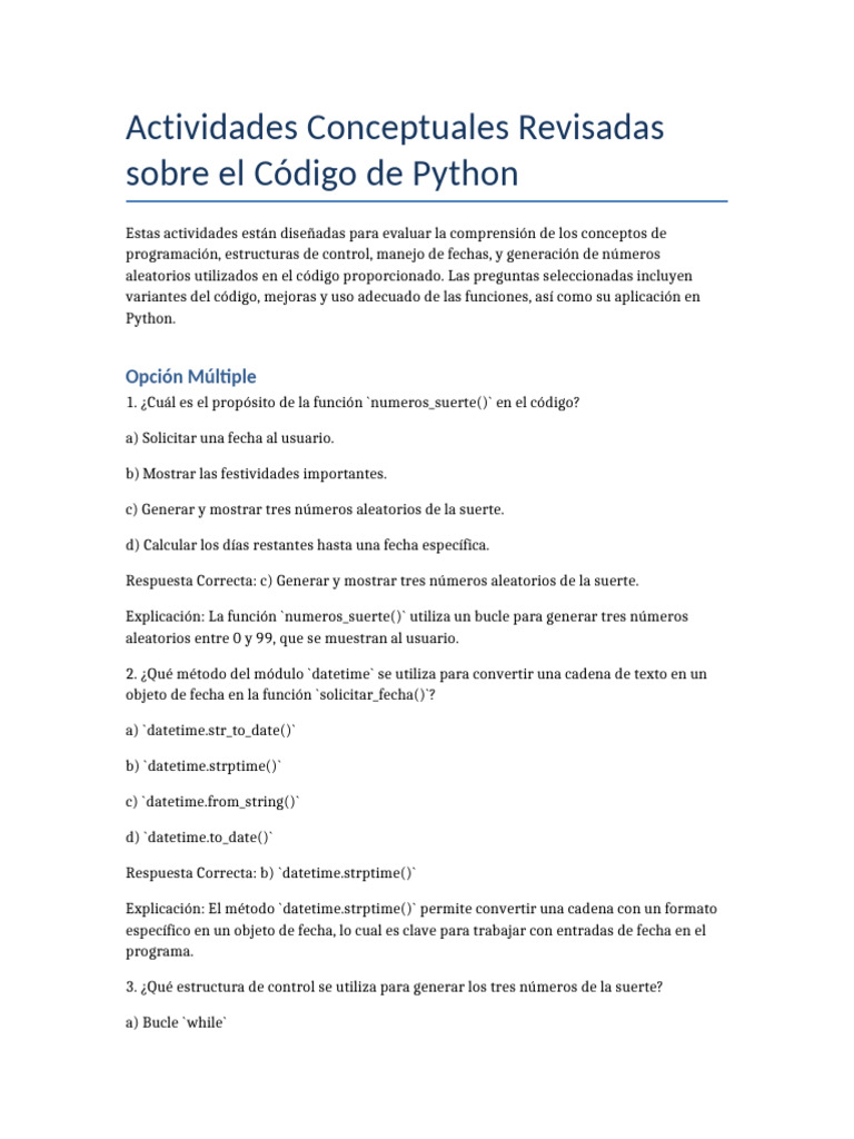 Actividades de Python: Estructuras y Funciones | PDF | Python (lenguaje ...