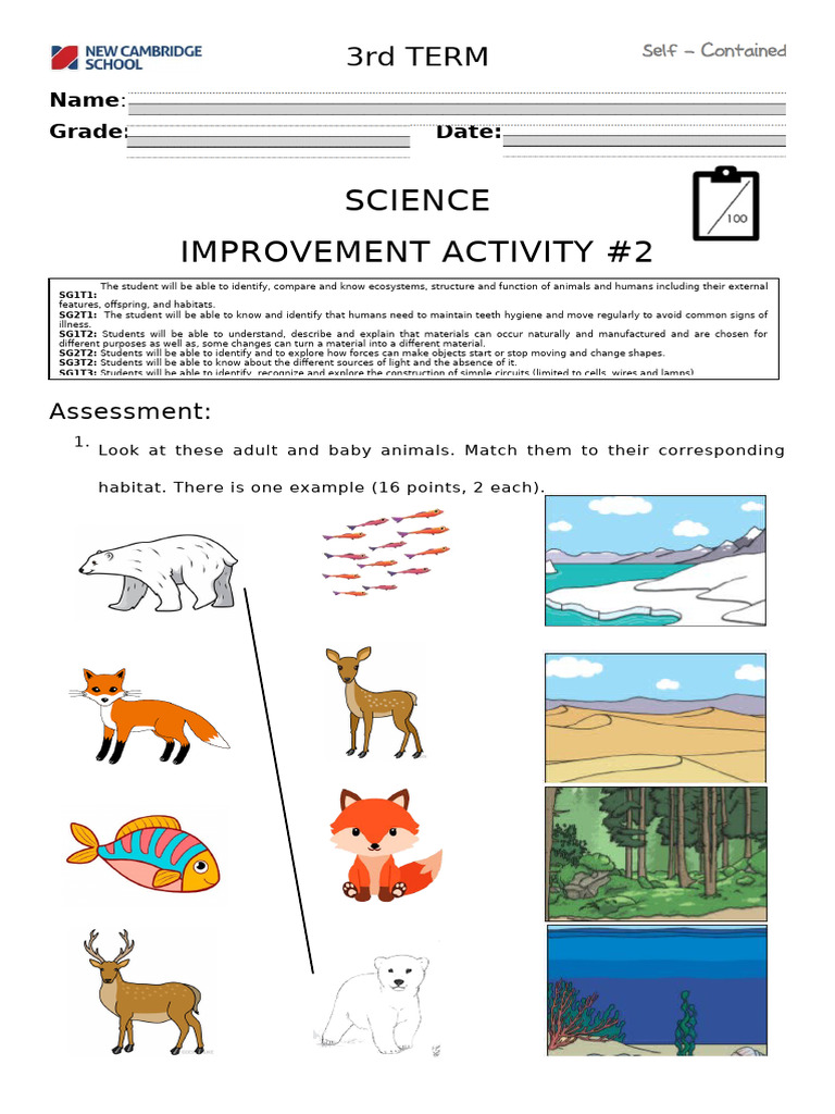Improvement Activity - Science - Week 7 - 243935288 | PDF