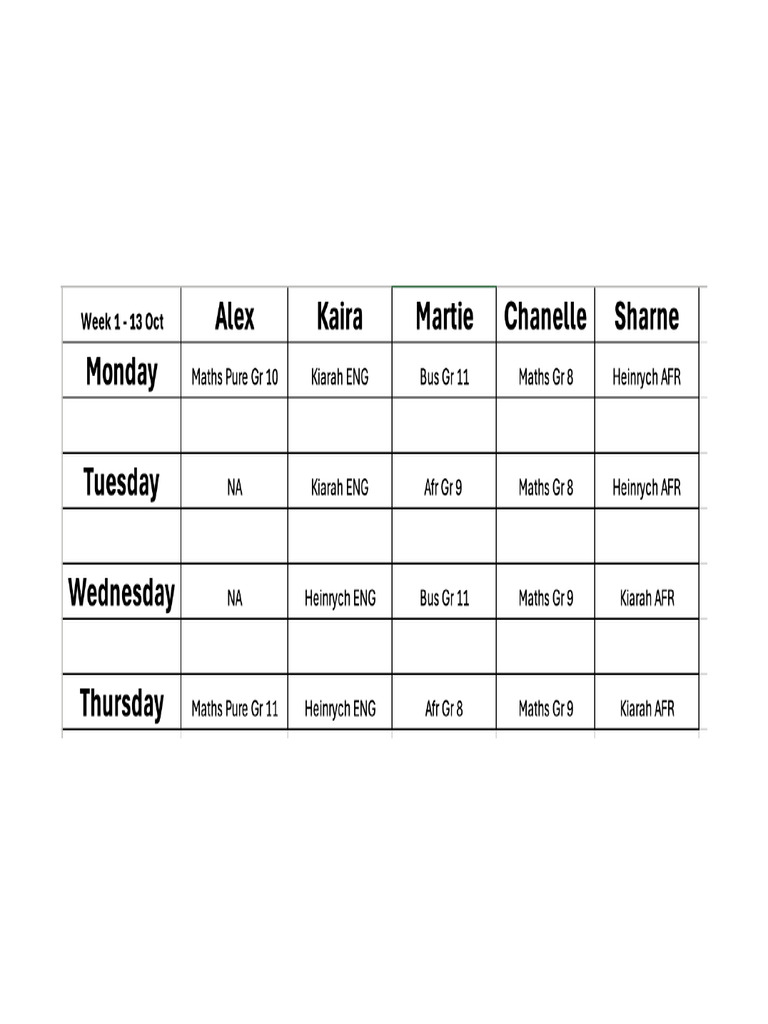 Week 1 Term 4 | PDF