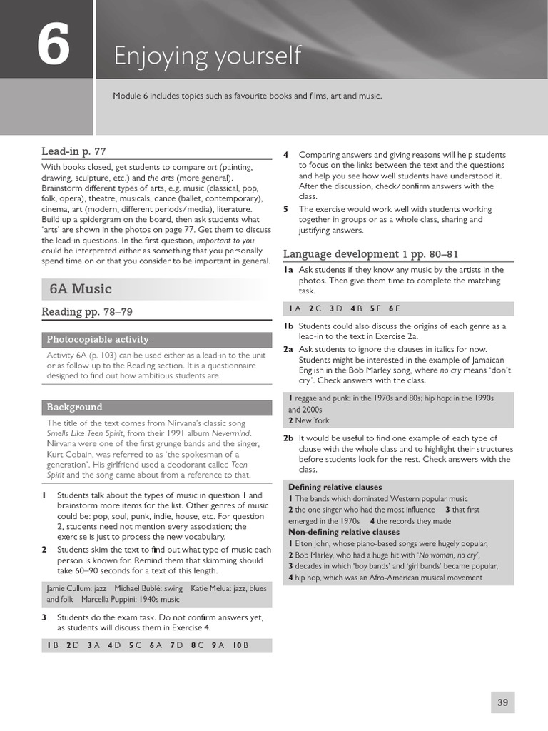 Unit 06 Teachers Notes | PDF | Question | Nirvana (Band)