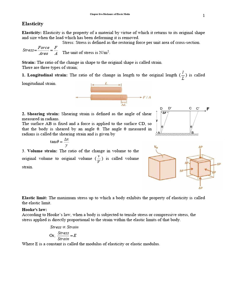 Mechanics of Elastic Media Explained | PDF | Deformation (Engineering ...
