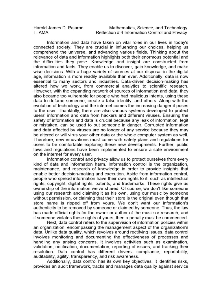 Pajaron_i - Ama_reflection Paper No. 4 _ Information Control and ...