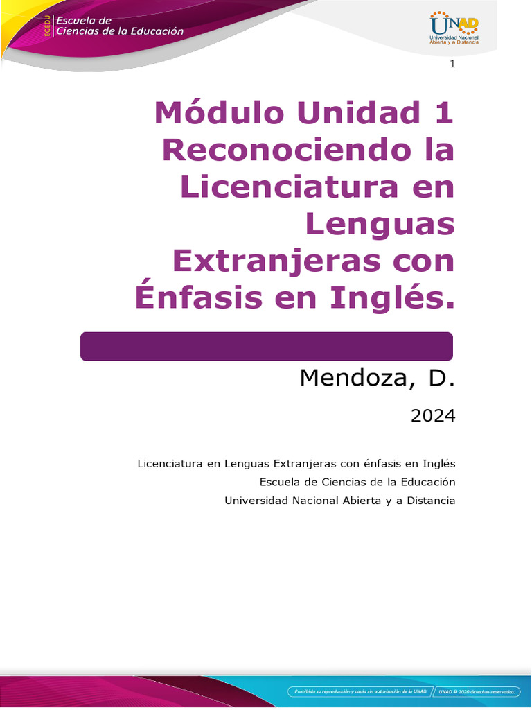 Licenciatura en Lenguas Extranjeras: UNAD | PDF | Enseñando | Plan de ...