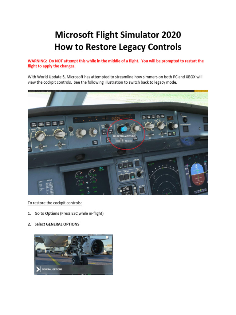 Restore Legacy Controls in MS Flight Sim 2020 | PDF