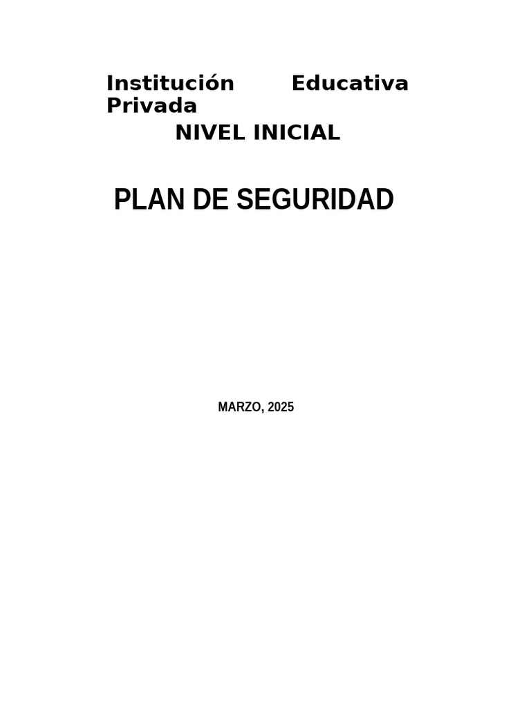 Plan de Seguridad y Evacuación Escolar | PDF | Riesgo | Primeros auxilios
