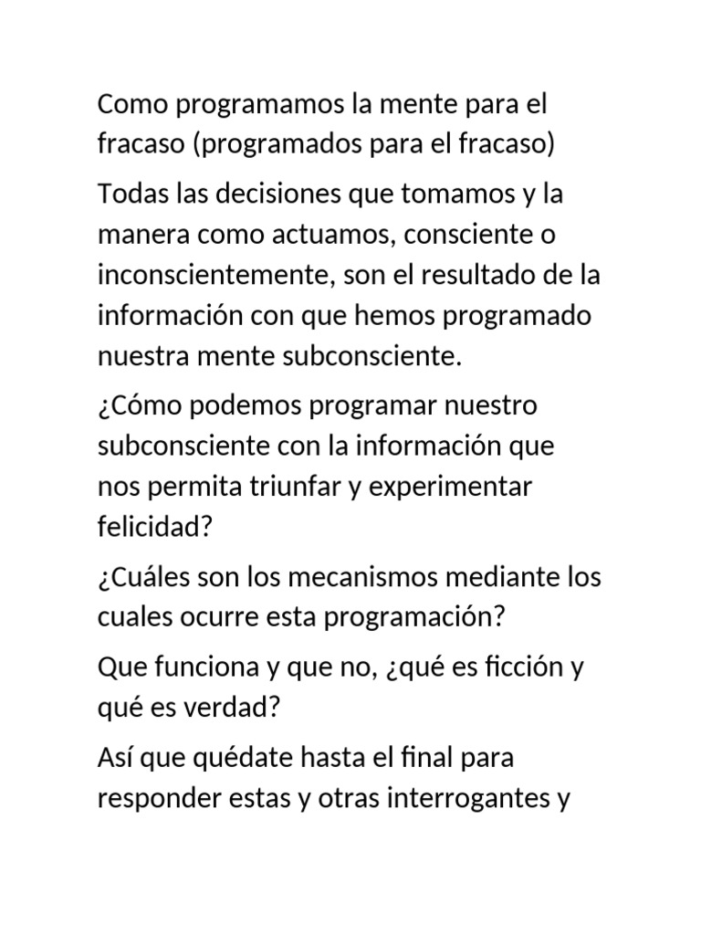 Reprograma tu mente para el éxito | PDF | Mente | Pensamiento
