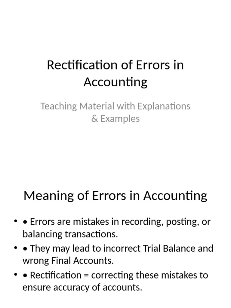 Rectification of Errors | PDF