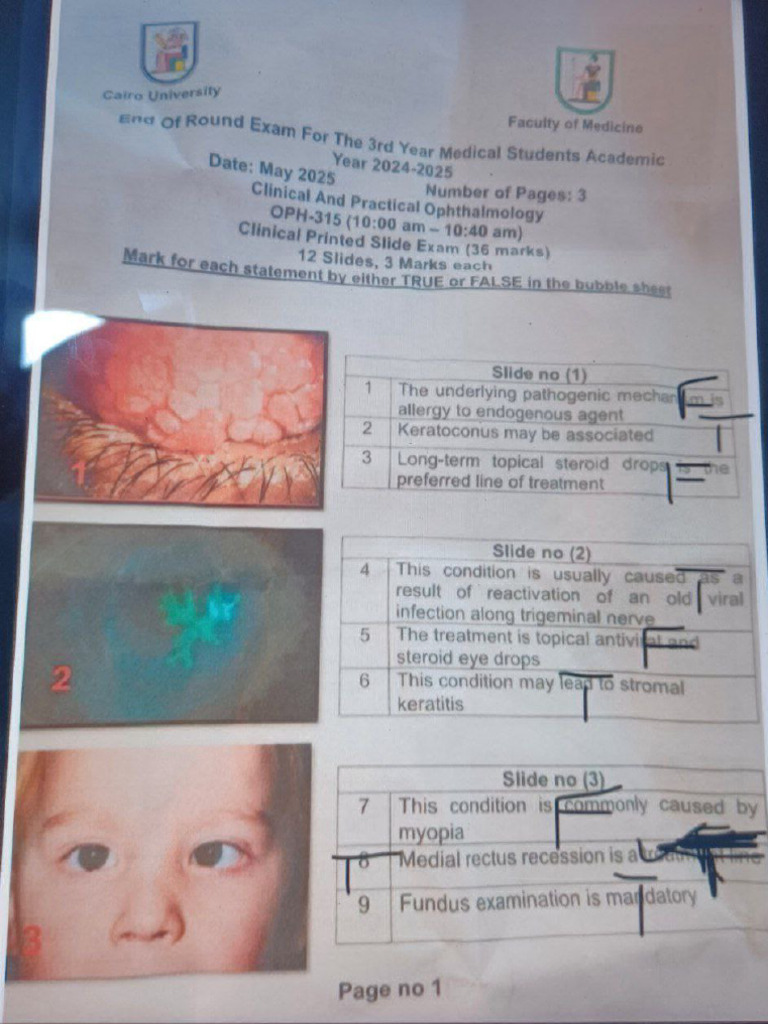 Answers of Round Ophthalmology 2025-196 | PDF