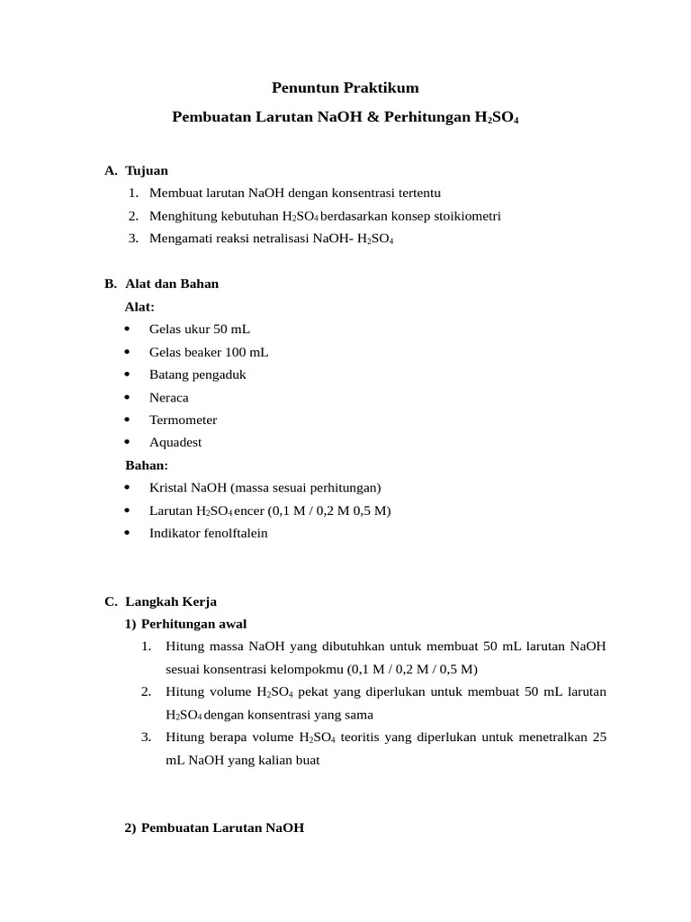 Praktikum Larutan NaOH dan H2SO4 | PDF