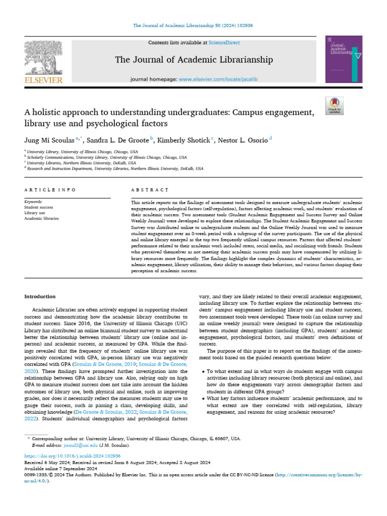 Understanding Campus Engagement and Library Use | PDF | Cronbach's ...