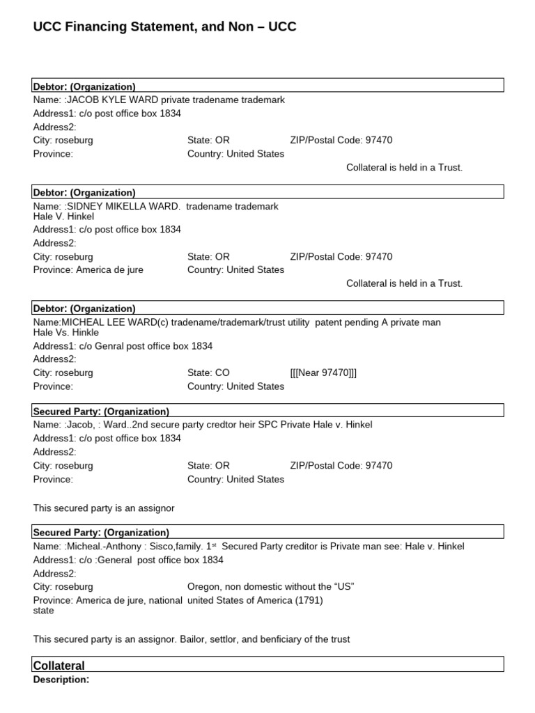 Non UCC Trusts M&J&S, Coverpage .PDF RF1c0ad54 | PDF | Lien | Indemnity