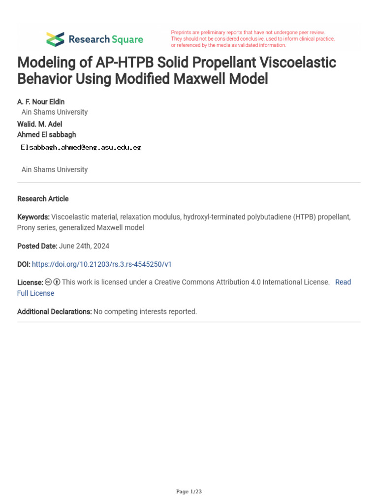 Modeling of AP-HTPB Solid Propellant Viscoelastic | PDF ...