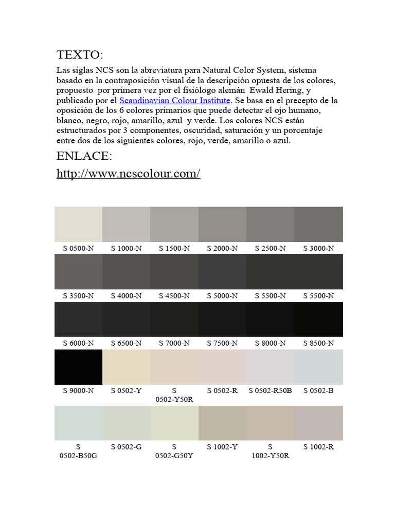 Sistema NCS: Colores y Estructura | PDF | Color | Percepción visual