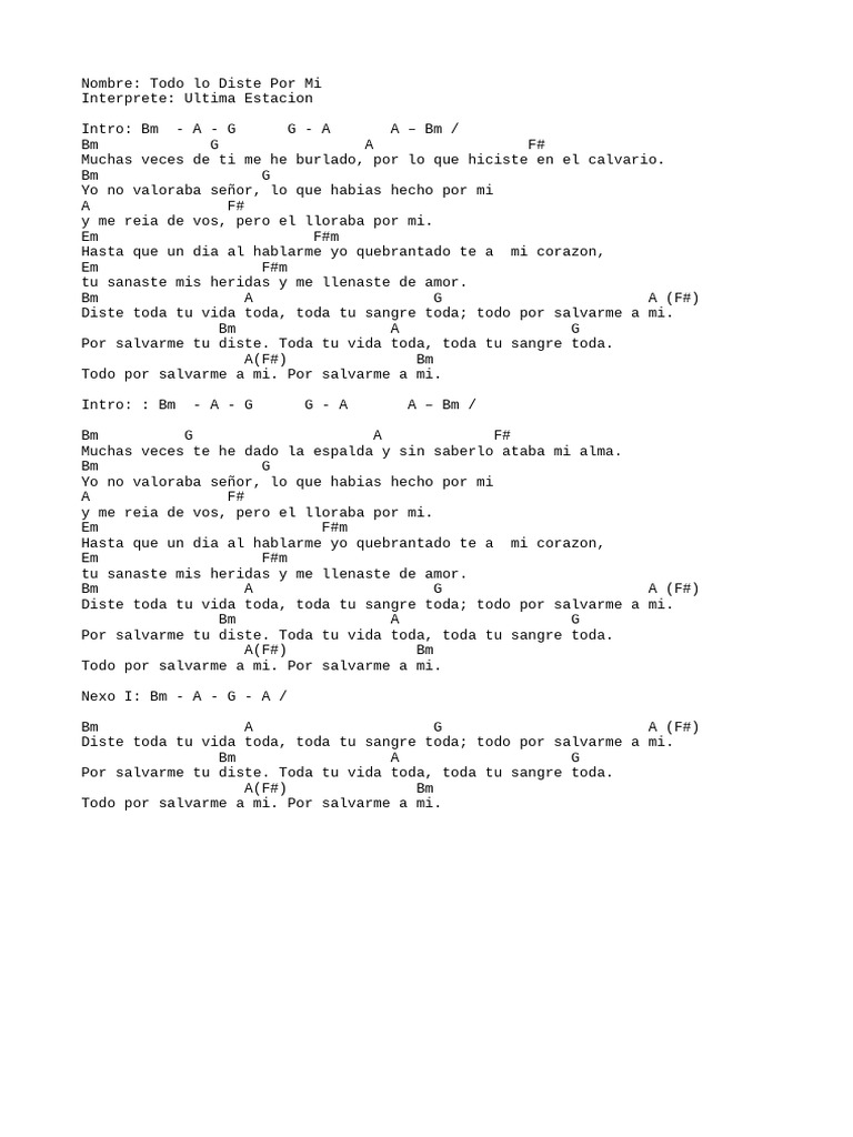 Todo Lo Diste Por Mi-Ultima Estacion | PDF